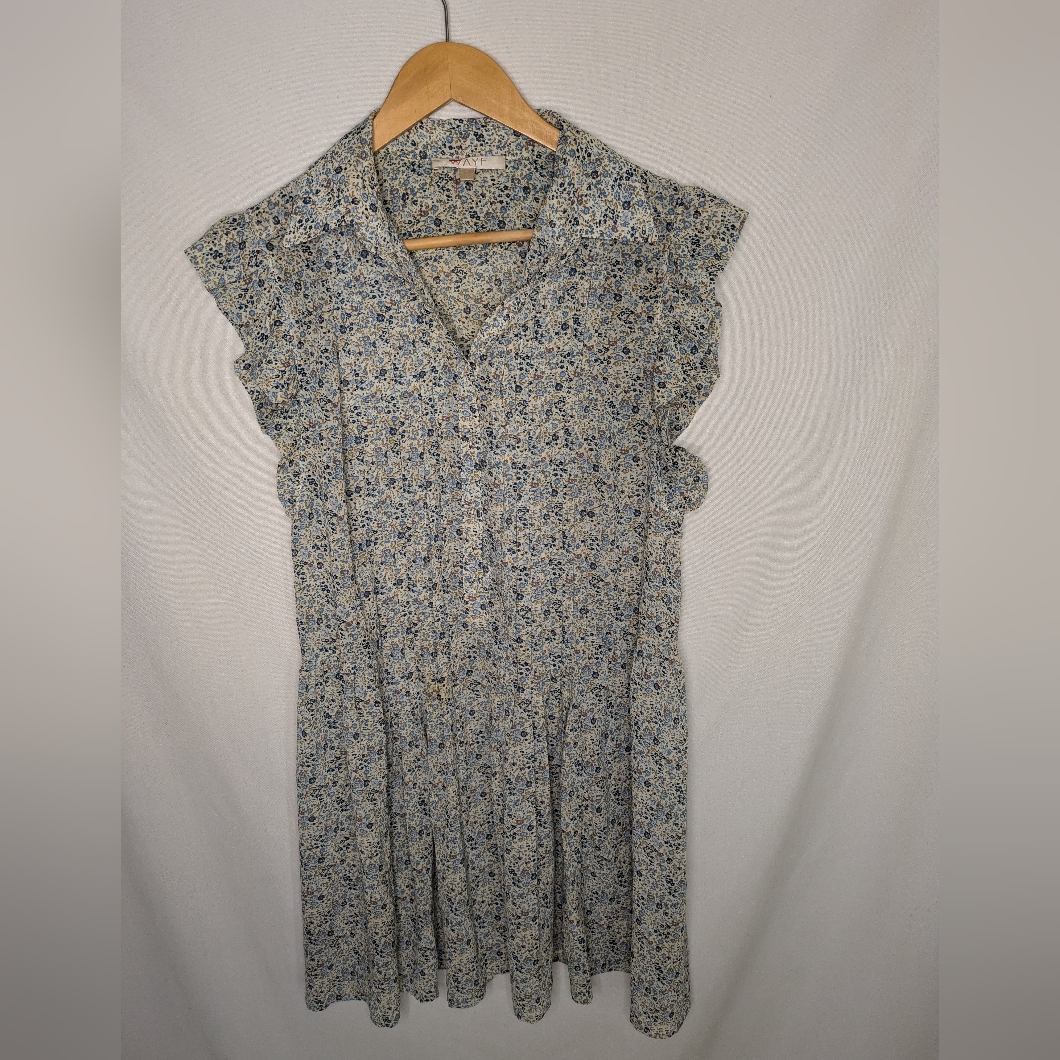Wayf Women's Size Small Paxton Shirt Dress Ivory Ditsy Floral Button